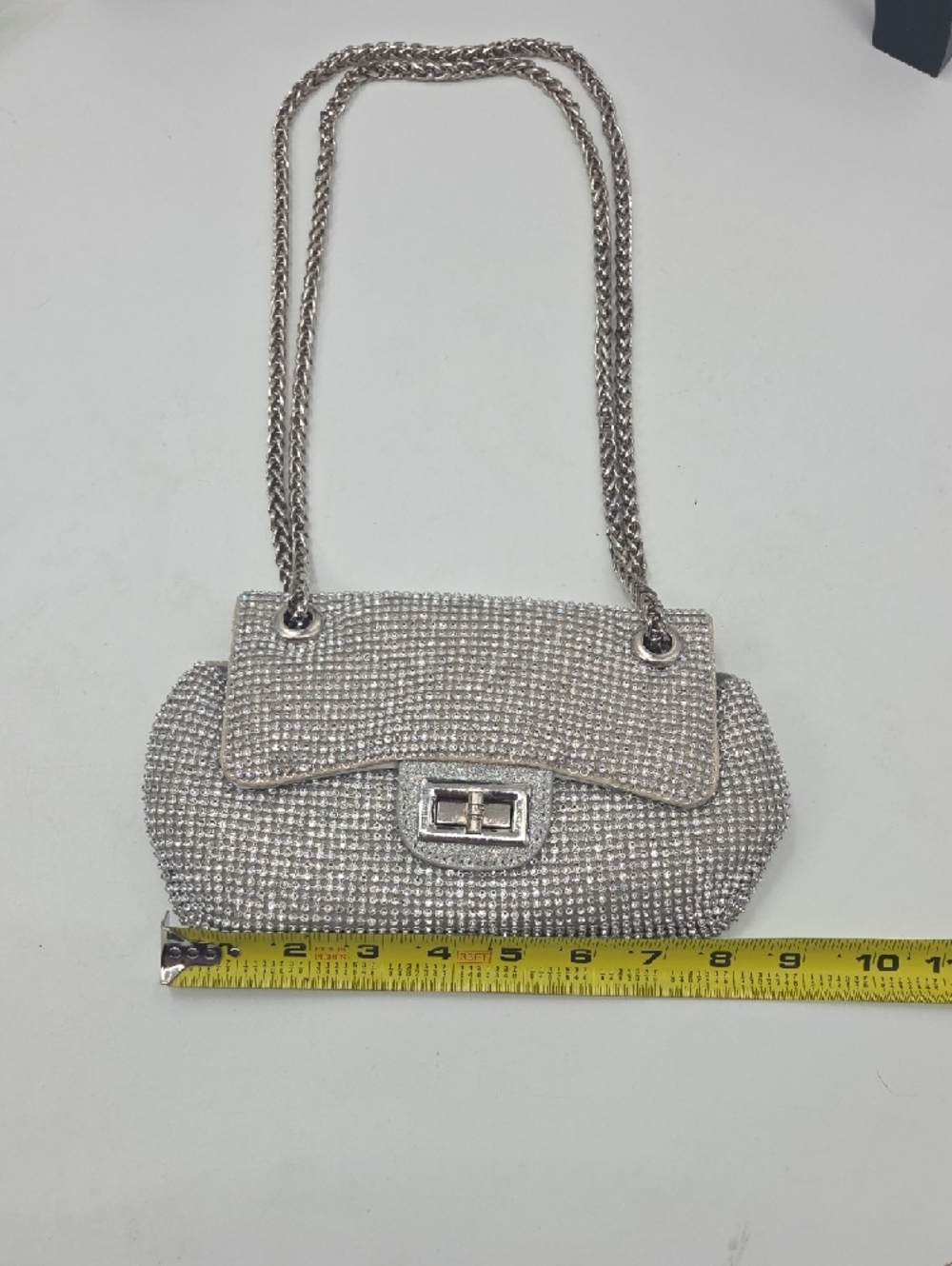 Silver Crystal Chain Shoulder Bag Or Cross Body Bag - Picture 8 of 16
